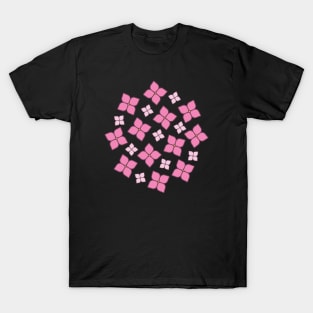 Hydrangea | Pink | Black T-Shirt